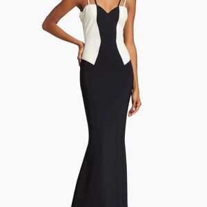 SaksFifth Avenue, Chiara Boni La Petite Robe formal B&W gown. Tags still on.